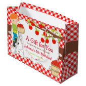 Apple Pick Red Hair Boy Birthday Party Groot Cadeauzakje (Achterkant Gekanteld)