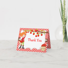 Apple Pick Red Hair Girl Birthday Party Bedankkaart