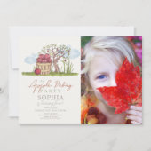 Apple Picking Basket & Apple Tree Verjaardagsfoto Kaart (Voorkant)