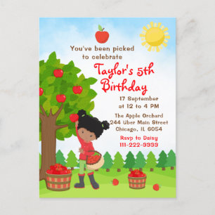 Apple Picking Birthday African American Girl Postc Briefkaart