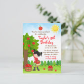 Apple Picking Birthday Black Hair Girl Briefkaart (Staand voorkant)