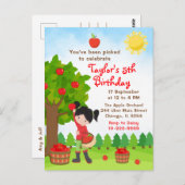 Apple Picking Birthday Black Hair Girl Briefkaart (Voorkant / Achterkant)