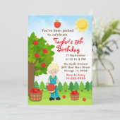 Apple Picking Birthday Blonde Hair Boy Uitnodiging (Staand voorkant)