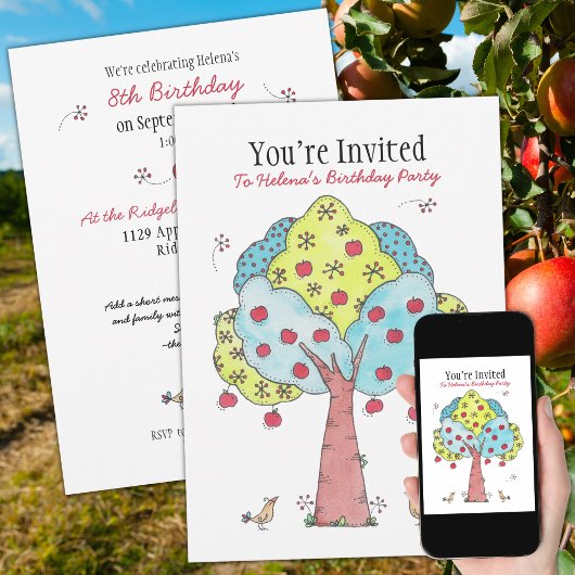 Apple Picking Birthday Party Kaart