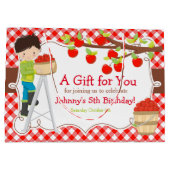 Apple Picking Black Hair Boy Birthday Party Groot Cadeauzakje (Achterkant)