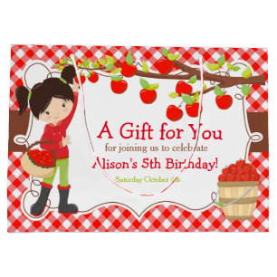 Apple Picking Black Hair Girl Birthday Party Groot Cadeauzakje