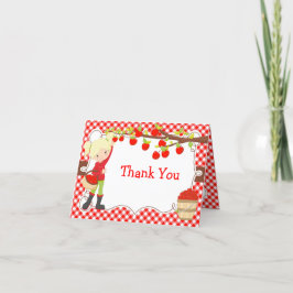 Apple Picking Blonde Girl Birthday Party Bedankkaart