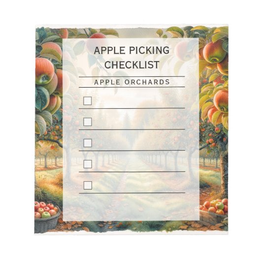 Apple Picking Checklist Notitieblok (Voorkant)