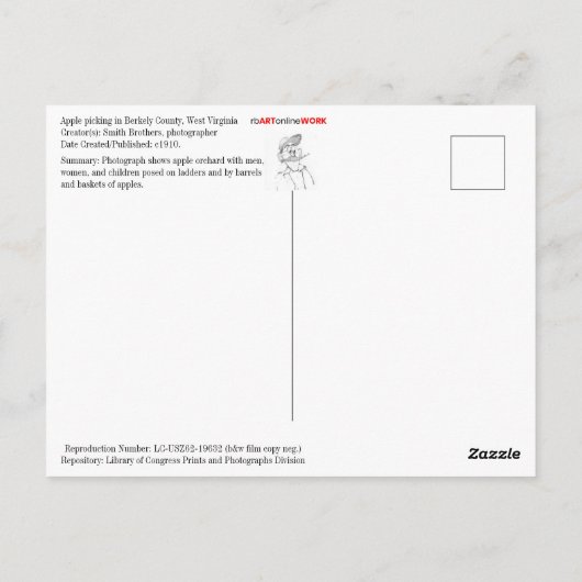 Apple Picking in Berkeley County, West Virginia Briefkaart (Achterkant)