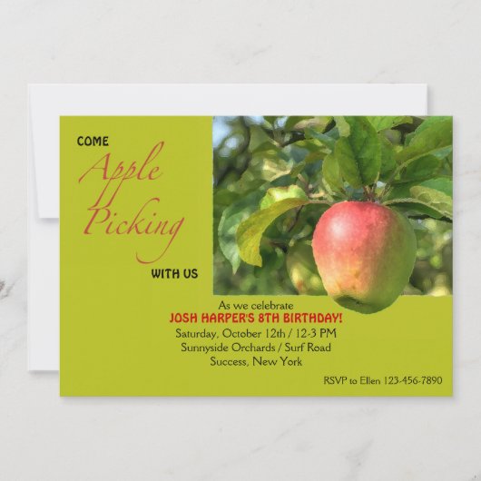 Apple Picking Invitation Kaart (Voorkant)