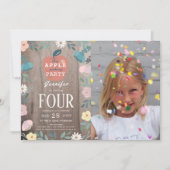 Apple Picking Party Bloemen Hout Foto Verjaardag Kaart (Voorkant)