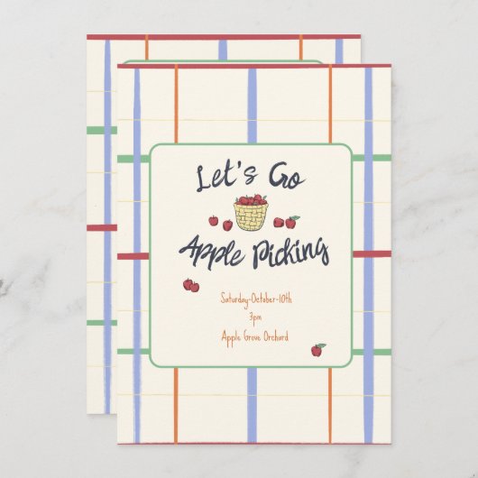 Apple Picking Party uitnodiging (Voorkant / Achterkant)
