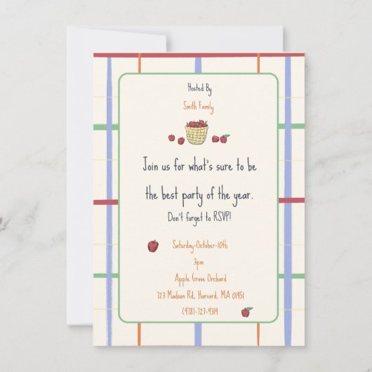 Apple Picking Party uitnodiging (Achterkant)