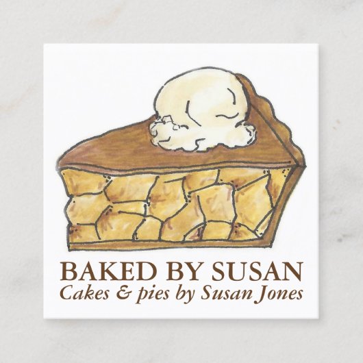 Apple Pie a la Mode bedekt met banketbakkerij Past Vierkante Visitekaartje (Voorkant)