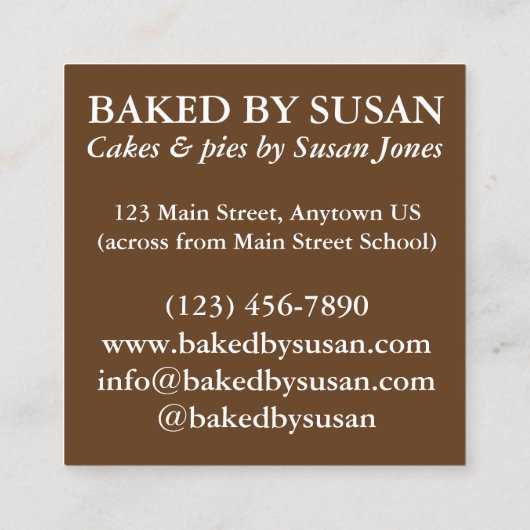 Apple Pie a la Mode bedekt met banketbakkerij Past Vierkante Visitekaartje (Achterkant)