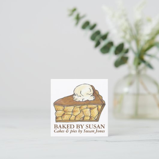 Apple Pie a la Mode bedekt met banketbakkerij Past Vierkante Visitekaartje (Staand voorkant)