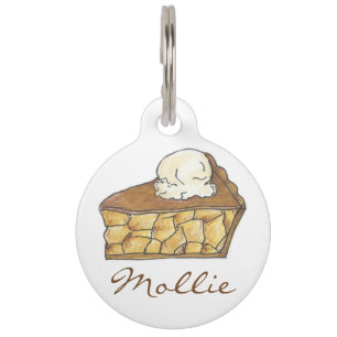 Apple Pie a la Mode Slice Dessert Pet Dog Label Huisdierpenning
