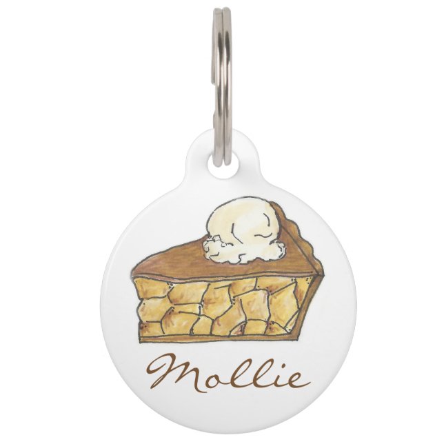 Apple Pie a la Mode Slice Dessert Pet Dog Label Huisdierpenning (Voorkant)