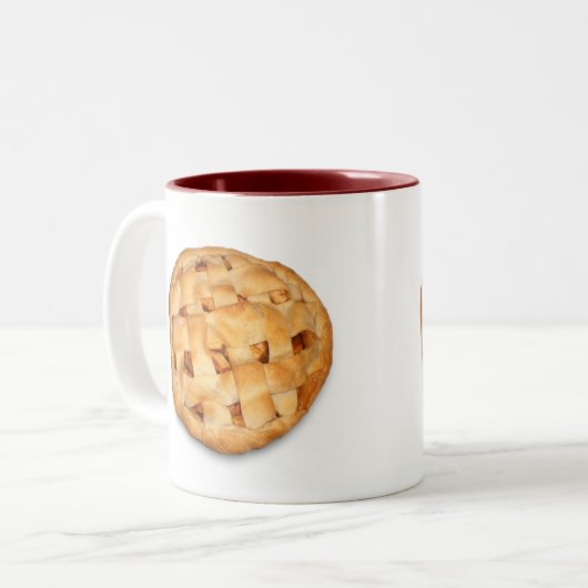 Apple Pie (achtergrondkleur toevoegen) Tweekleurige Koffiemok (Voorkant links)