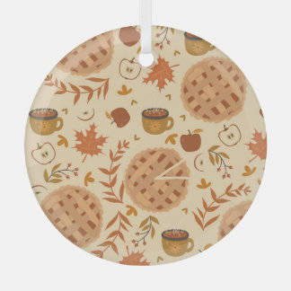 Apple Pie Autumn:  graphics Glas Ornament