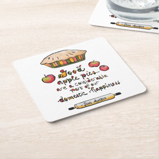 Apple Pie Baking Jane Austen Quote Kartonnen Onderzetters (Schuin)