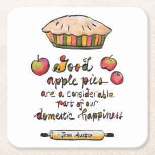 Apple Pie Baking Jane Austen Quote Kartonnen Onderzetters