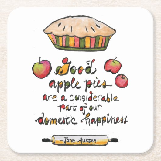 Apple Pie Baking Jane Austen Quote Kartonnen Onderzetters (Voorkant)