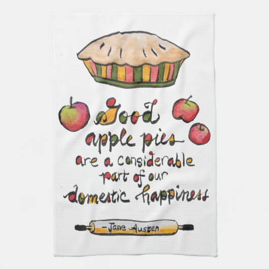 Apple Pie Baking Jane Austen Quote Theedoek (Verticaal)