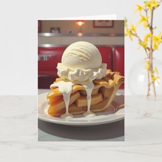 Apple Pie en Vanilla Ice Cream Verjaardag Kaart (Gele Bloem)