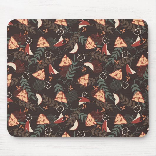 Apple Pie Floral Pattern Black Muismat (Voorkant)