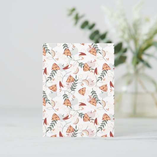Apple Pie Floral Pattern White Briefkaart (Staand voorkant)