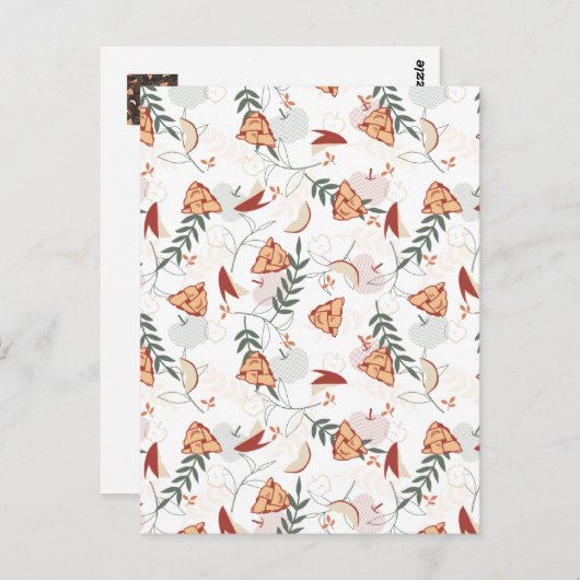 Apple Pie Floral Pattern White Briefkaart (Voorkant / Achterkant)