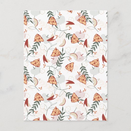 Apple Pie Floral Pattern White Briefkaart (Voorkant)
