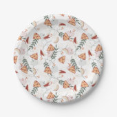 Apple Pie Floral Pattern White Papieren Bordje (Voorkant)