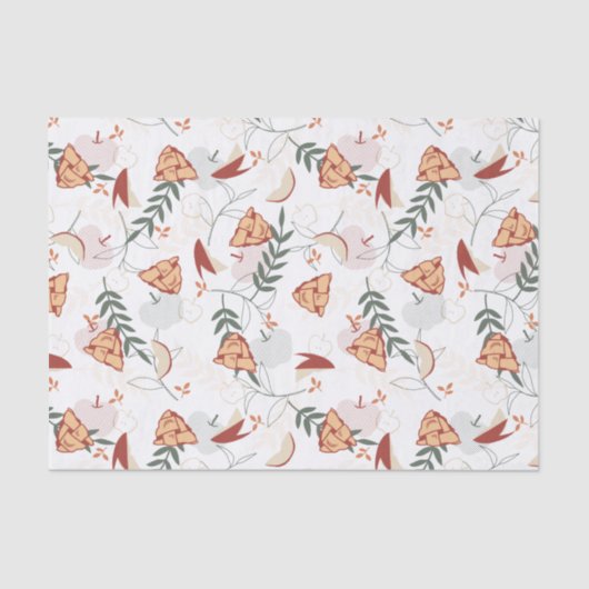Apple Pie Floral Pattern White Tissuepapier (Voorkant)