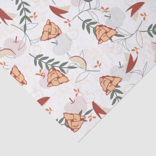 Apple Pie Floral Pattern White Tissuepapier (Detail)