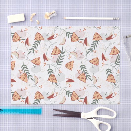 Apple Pie Floral Pattern White Tissuepapier (Craft)