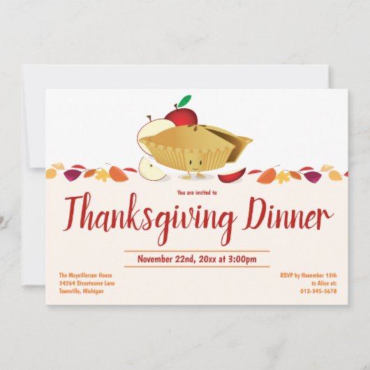 Apple Pie Food Thanksgiving Dinner Kaart (Voorkant)
