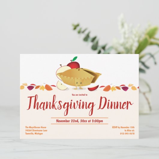 Apple Pie Food Thanksgiving Dinner Kaart (Staand voorkant)