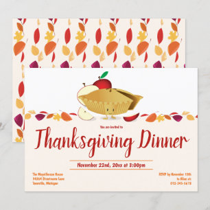 Apple Pie Food Thanksgiving Dinner Kaart