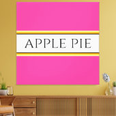 APPLE PIE Fun Helder Roze Wit Gele Strepen Canvas Afdruk (Insitu (Woonkamer))