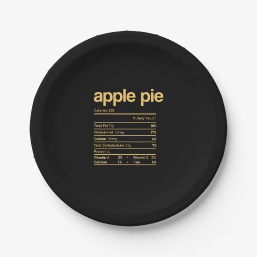 Apple Pie Nutrition Feit Funny Thanksgiving Chris Papieren Bordje (Voorkant)
