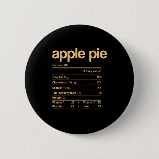 Apple Pie Nutrition Feit Funny Thanksgiving Chris Ronde Button 5,7 Cm (Voorkant)