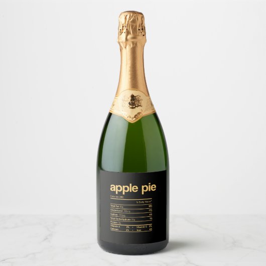 Apple Pie Nutrition Feit Funny Thanksgiving Chris Sparkling Wijnetiket (Voorkant)
