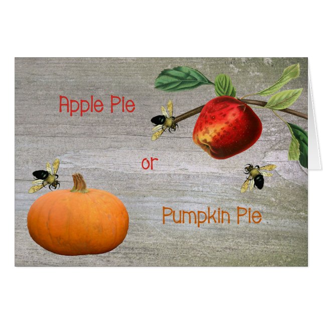 Apple Pie of Pumpkin Pie Thanksgiving Card (Voorkant Horizontaal)