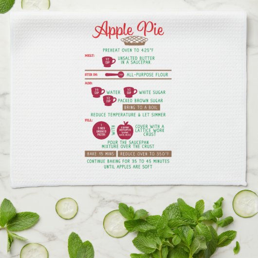 Apple Pie Recept Keukenhanddoek – Classic (Gevouwen)