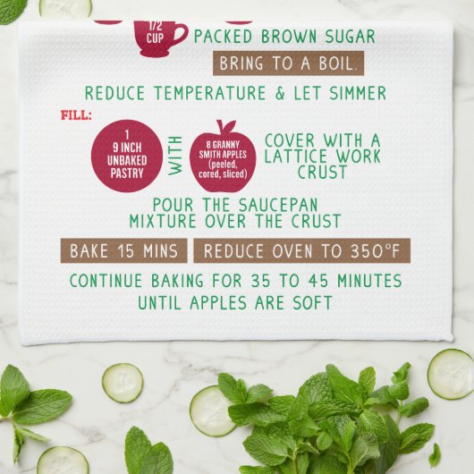 Apple Pie Recipe Gift Tea Kitchen Towelen Theedoek (Gevouwen)