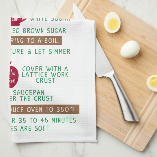 Apple Pie Recipe Gift Tea Kitchen Towelen Theedoek (Quarter Fold)