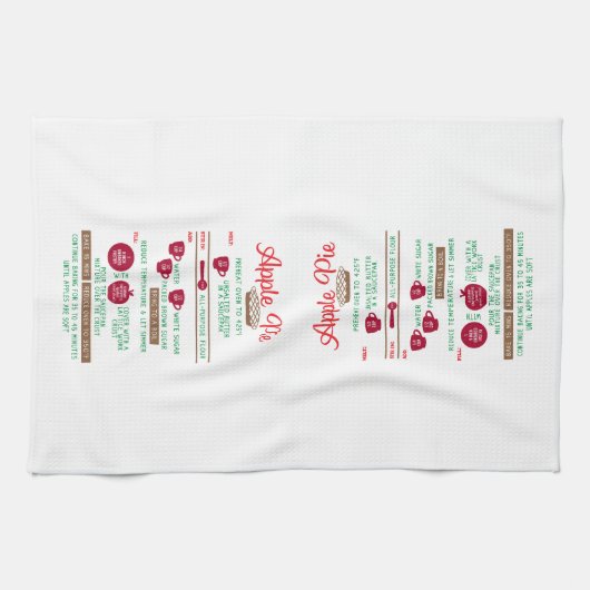 Apple Pie Recipe Kitchen Towel Theedoek (Horizontaal)