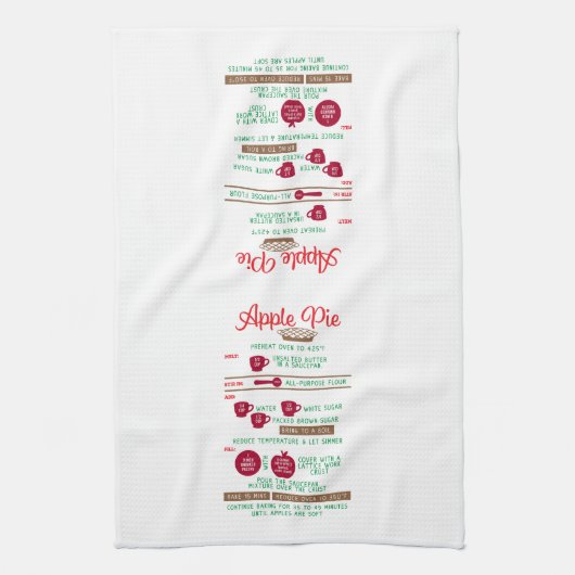 Apple Pie Recipe Kitchen Towel Theedoek (Verticaal)